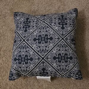 Decorative Navy Blue & White Patterned Embroidered Throw Pillow - Threshold 18in